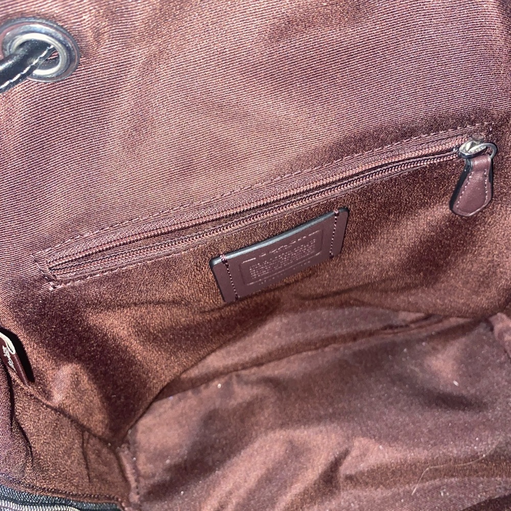 Coach Black Leather Drawstring Backpack - image 5